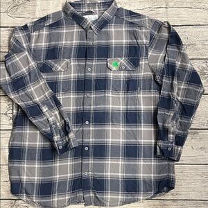Men's Blue and Gray Columbia plaid Shirt